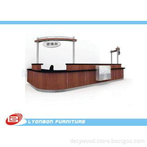 High End Hotel Brown Wood Reception Desk Custom With Finish